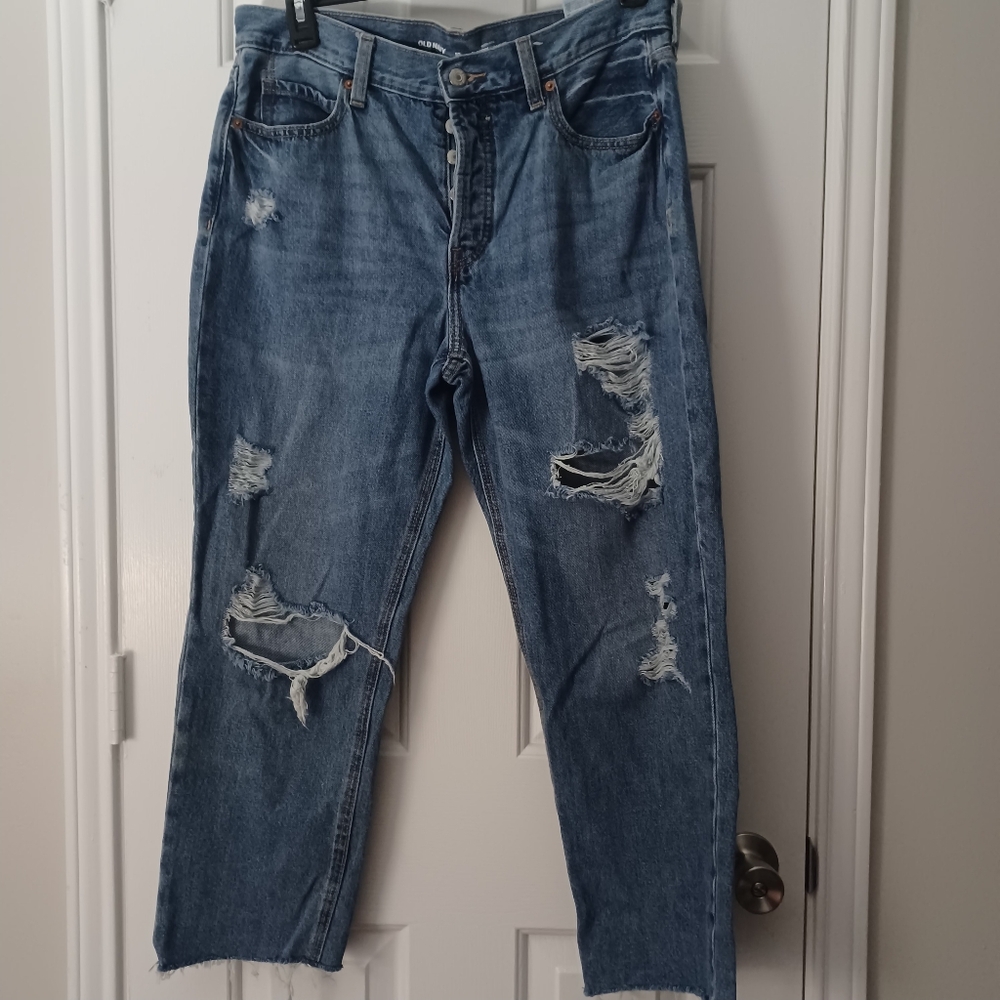 Old Navy Jeans Slouchy Straight Distressed Jeans Sz 10